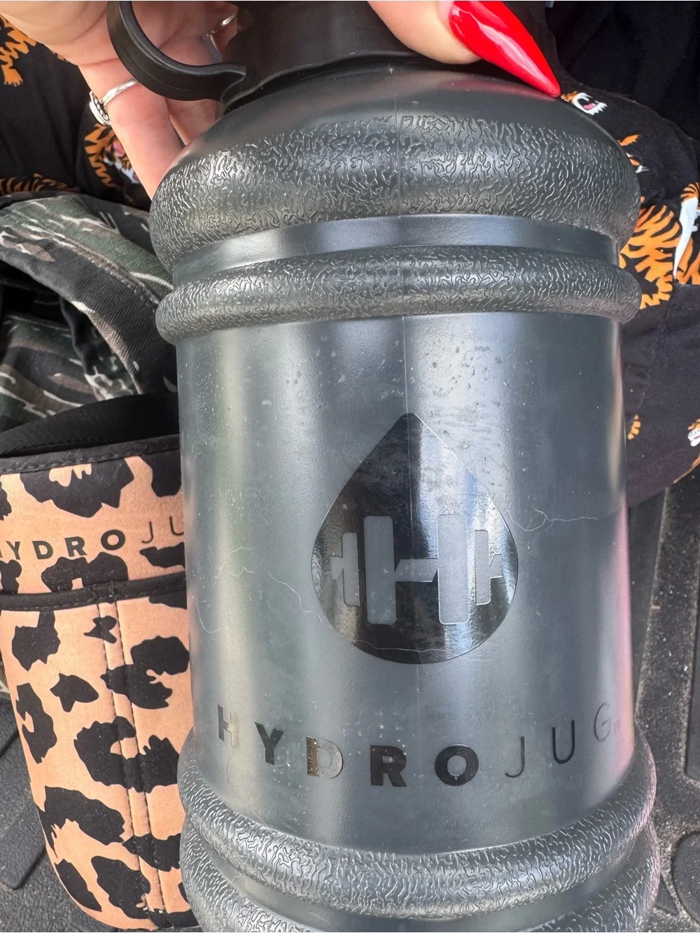 Gray HydroJug w/ Leopard Print Sleeve